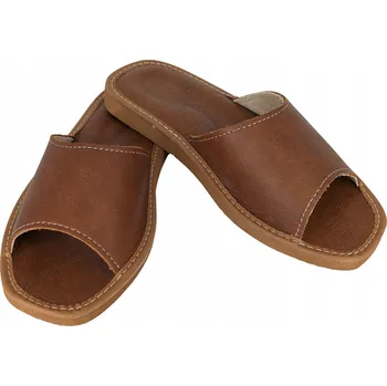 Dámské pantofle Dámské kožené pantofle Pantofle Domácí boty Polské kůže Hnědá 38