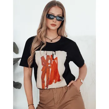 Dámské tričko Černé tričko s potiskem COMDI RY2583 Velikost: S/M