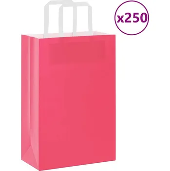 Dárková taška vidaXL Papírové sáčky 250 ks s uchy 21x11x31 cm [4101980] Barva: Růžová