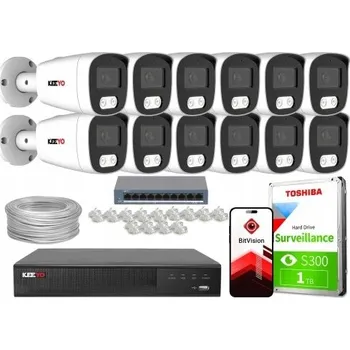 IP kamera Sada IP kamerového systému pro dům/firmu KEEYO 12x LV-V-IP8M25TF-B-II 8Mpx s mikrofonem