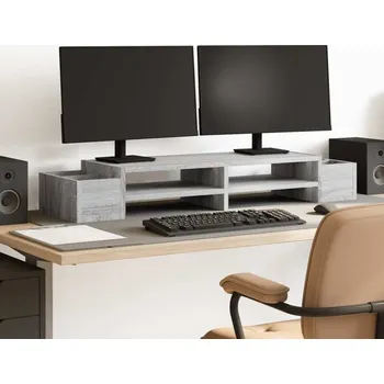 Držák monitoru vidaXL Stojan na monitor s úložným prostorem 100x27x15 cm [854691] Barva: šedá sonoma