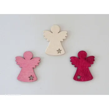 Dřevěné dekorace - Andělíček 4 cm tmavě růžový