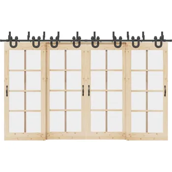 Tesařské kování vidaXL Sada příslušenství pro posuvné dveře 366 cm ocelová černá [3295753]