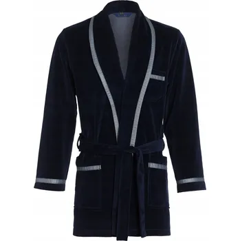 Dámský župan Pánský župan - krátký velurový župan RE-117 tmavě modrý - 4XL