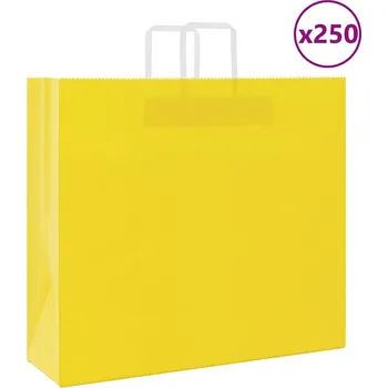 Dárková taška vidaXL Papírové tašky 250 ks s uchy 54x15x49 cm [4101990] Barva: Žlutá