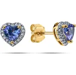 Náušnice Anahi ve tvaru srdce s tanzanitem 1,10ct KU2151TN + dárkové balení LUXUS zdarma