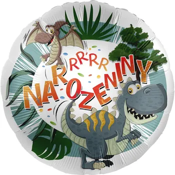 Balónek Premioloon Balonek fóliový RRRR narozeniny s dinosaury, 43 cm