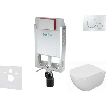 Klozet Kielle - Genesis Set předstěnové instalace, klozetu Oudee, sedátka softclose a tlačítka Gemini II, lesklý chrom 30505SZ68