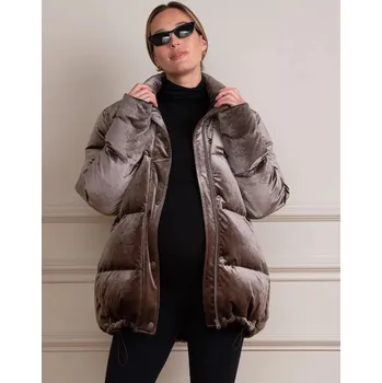 Těhotenská móda Seraphine Zimní těhotenská a nosící bunda 3v1 Aris hnědo stříbrná prošívaná multifunkční Velikost: XL