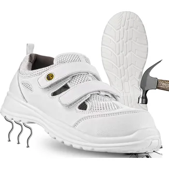 Pracovní obuv PRACOVNÍ BEZPEČNOSTNÍ BOTY LEHKÉ SANDÁLY BÍLÉ S OCELOVOU ŠPIČKOU VM MONTREAL S1 ESD 42