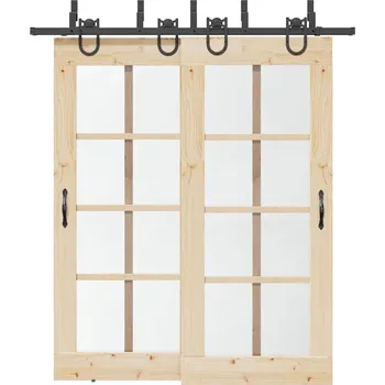 Tesařské kování vidaXL Sada příslušenství pro posuvné dveře 200 cm ocelová černá [3295738]