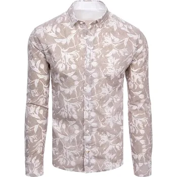 Pánská košile Béžová vzorovaná košile DX2265 Velikost: 2XL