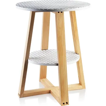 Konferenční stolek Odkládací stolek LAMMY 40x50 cm bílo-stříbrný/dub přírodní