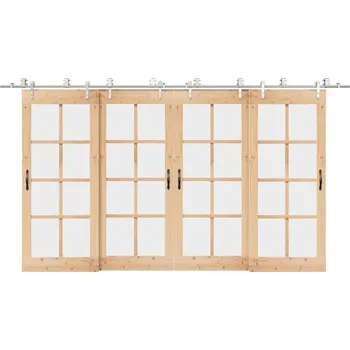 Tesařské kování vidaXL Sada příslušenství pro posuvné dveře 400 cm nerez ocel stříbrná [3295774]