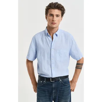 Pánská košile KOŠILE GANT REG LINEN SS SHIRT CAPRI BLUE