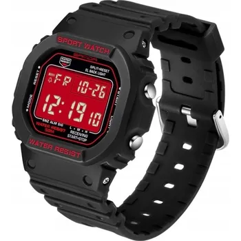 Hodinky DIGITÁLNÍ HODINKY SANDA, ELEKTRONICKÉ, SPORTOVNÍ STYL, ČERVENÝ CIFERNÍK