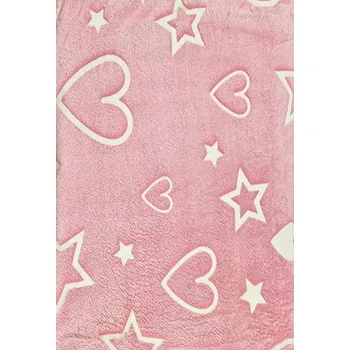 deka Deka mikroplyšová svítící ve tmě 150x200cm - srdíčka růžové