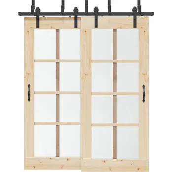 Tesařské kování vidaXL Sada příslušenství pro posuvné dveře 183 cm ocelová černá [3295721]