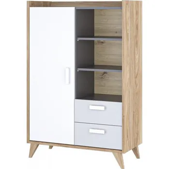 přebalovací pult a komoda Casarredo Skříňka MOYA 1D2S dub castello/šedá/bílá