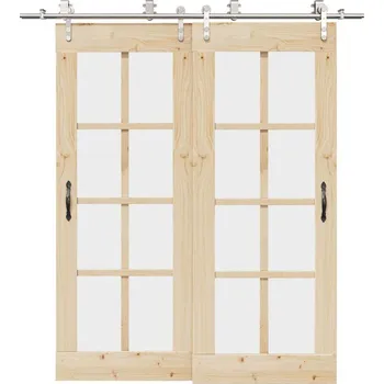 Tesařské kování vidaXL Sada příslušenství pro posuvné dveře 200 cm nerez ocel stříbrná [3295766]