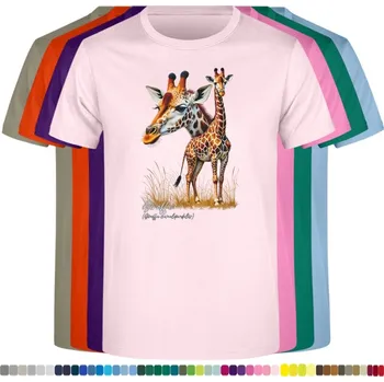 Dívčí tričko detske-levne-bavlnene-tricko-potisk-zirafy Barva: Pink - růžová, Dětská bavlněná trička JHK: L