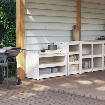 Zahradní skříň vidaXL Skříňky do venkovní kuchyně 2 ks masivní dřevo douglasky [3196130] Barva: Bílá borovice