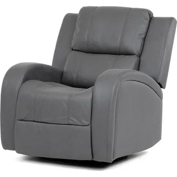 Křeslo Relaxační polohovací křeslo KERON — otáčení, pohupování, látka, šedá