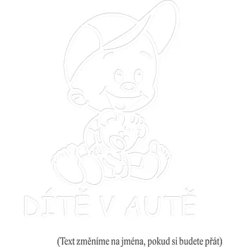 Samolepicí dekorace na vozidlo Dítě v autě kluk s medvídkem samolepka na auto - modrá tmavá / 10x12 cm