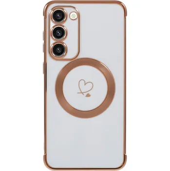 Pouzdro na mobilní telefon Kryt na Samsung Galaxy S23 Srdíčko s podporou MagSafe blý