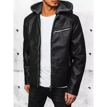 Černá koženková bunda s kapucí TX4387 Velikost: 2XL