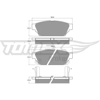 Brzdová destička Sada brzdových destiček, kotoučová brzda TOMEX Brakes TX 11-55