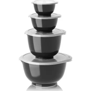 Dóza na potraviny Rosti Sada kuchyňských mís Margrethe s víčky 0,25+0,5+1,5+3L Black