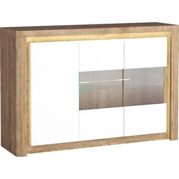 Obývací stěna Casarredo Vitrína široká LABRO dub ribbeck/bílá lesk