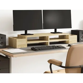 Držák monitoru vidaXL Stojan na monitor s úložným prostorem 100 x 27 x 15 cm [854691] Barva: dub sonoma