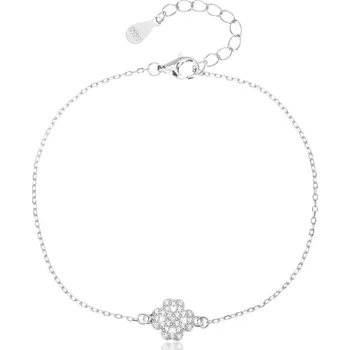 Náramek JKB Jewel Stříbrný náramek čtyřlístek se zirkony
