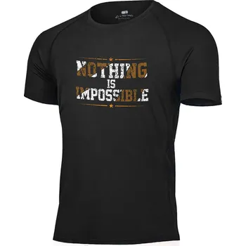 Pánské tričko IMPOS pánské merino triko s tiskem černé - Černá 9090 / M / Černá