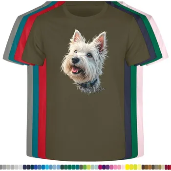 Dívčí tričko detske-levne-bavlnene-tricko-potisk-westik-terier Barva: Khaki, Dětská bavlněná trička JHK: M