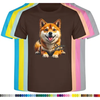 Dívčí tričko detske-levne-bavlnene-tricko-potisk-pes-shiba-inu Barva: Chocolate - čokoládově hnědá, Dětská bavlněná trička JHK: XL