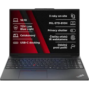 Notebook LENOVO NTB ThinkPad E16 AMD G2 - Ryzen7 7735HS,16" WUXGA,32GB,1TBSSD,FHD+IRcam,W11P, 21M50032CK