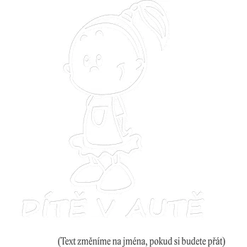 Samolepicí dekorace na vozidlo Dítě v autě holka s culíkem samolepka na auto - černá / 10x12 cm