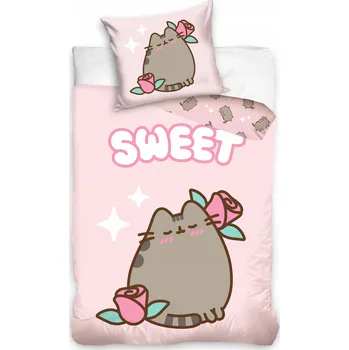 Povlečení Bavlněné Povlečení 140x200 Pusheen So Sweet - Růže