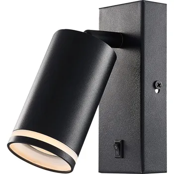 Bodové svítidlo Tracon SPGU10LFB Nástěnné nastavitelné bodové svítidlo, černé, se spínačem 100-240VAC, 50Hz, 1xGU10, max.35W (Tracon SPGU10LFB)