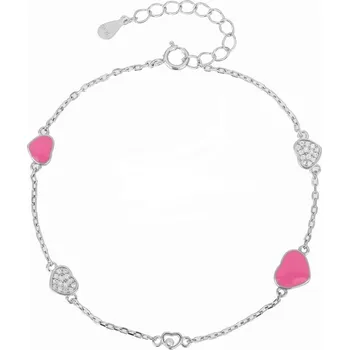 Náramek JKB Jewel Stříbrný řetízkový náramek se srdíčky Love