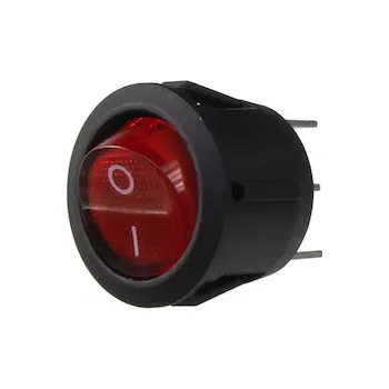 Auto elektroinstalace Přepínač kolébkový kulatý 16A, červený, STM 47021R