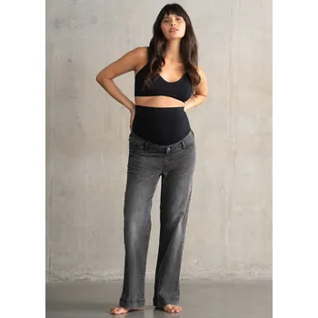 Těhotenské džíny Ross – široké, tmavě šedé, bio bavlna Velikost: M