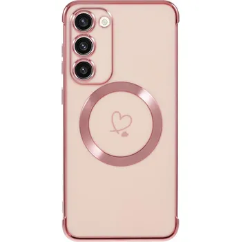 Pouzdro na mobilní telefon Kryt na Samsung Galaxy S23 Srdíčko s podporou MagSafe růžový