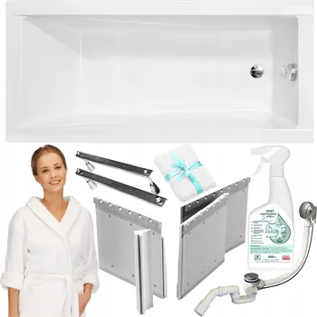 Vana Obdélníková vana Besco Modern 130x70, sada 6v1: obezdění, rám, sifon, přípravek