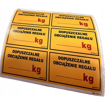 Obraz Maximální nosnost regálu .. kg 6 nálepek