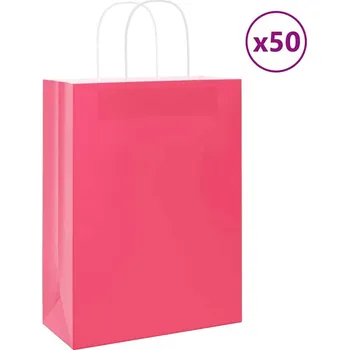 Dárková taška vidaXL Papírové tašky 50 ks s uchy 26x12x35 cm [4101576] Barva: Růžová