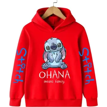 Chlapecký svetr Lilo & Stitch Mikina s kapucí a motivem "Lilo & Stitch" - nápis OHANA means family Barva: červená (935-59033), Velikost: 120/5-6 let